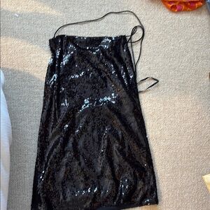 ASOS Black Sequin Mini Skirt Tie Front Cocktail